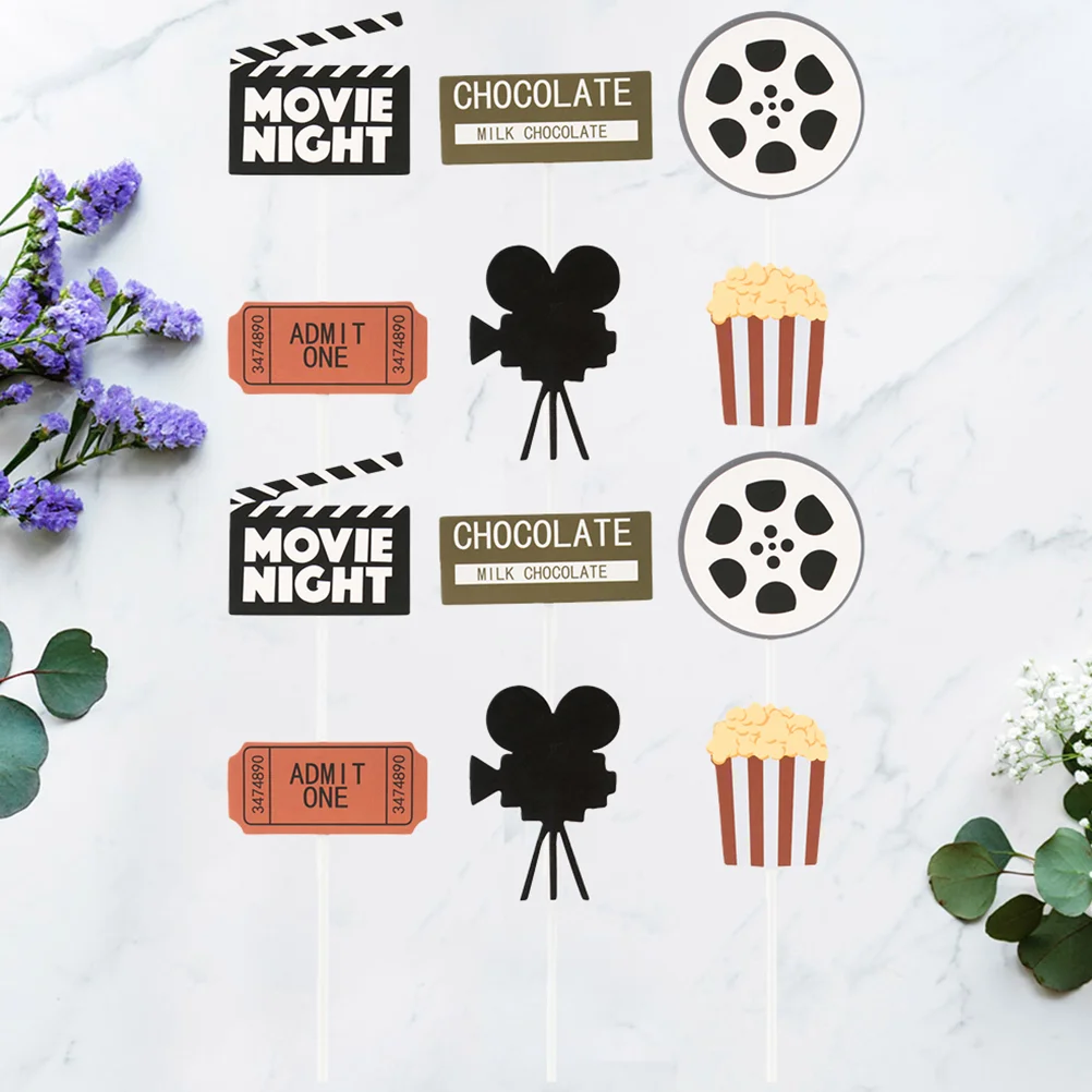 

36pcs Theme Party Cupcake Toppers Birthday Cupcake Toppers Paper Cupcake Topper Theater Cake