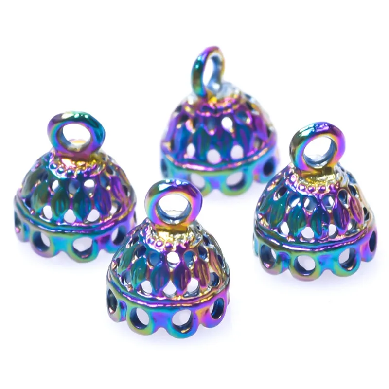 Абажур радужного цвета полые кружевные шапочки для бусин с узором подвески из