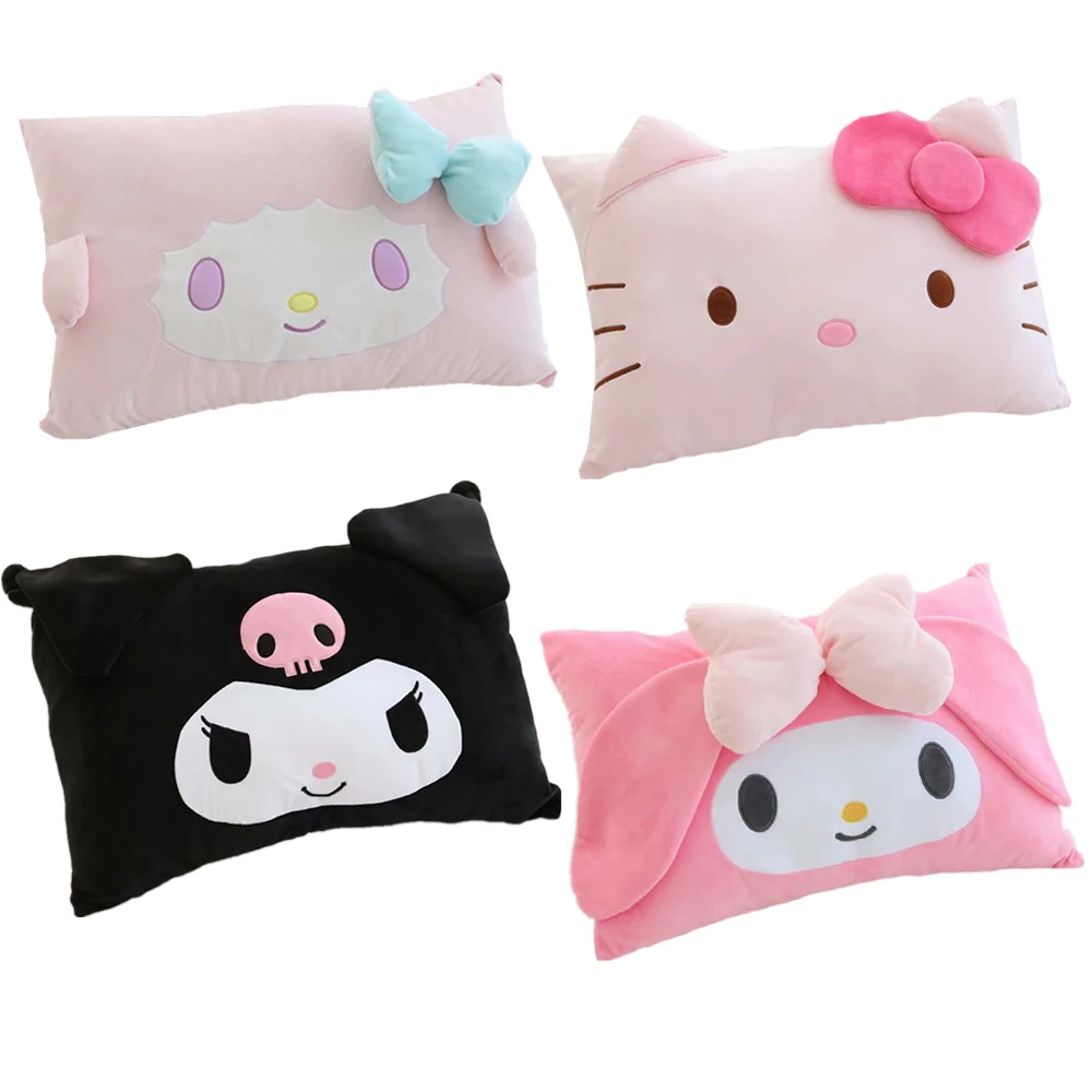

1Pc Kawaii Kuromi Mymelody Kittys Plush Pillow Cover Cartoon Anime Soft Plushie Detachable Pillowcas Dormitory Accessories Gifts