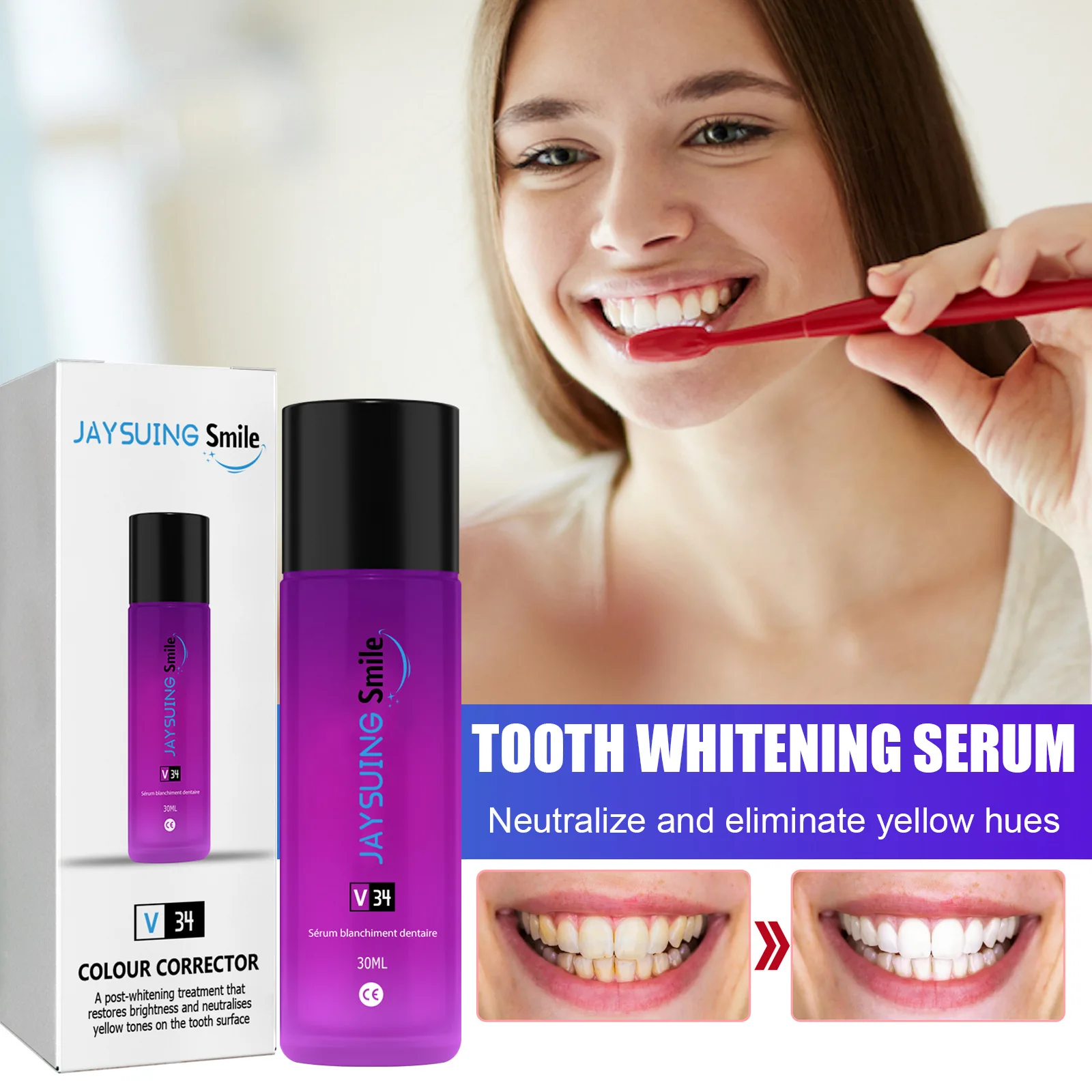 

Teeth Whitening Serum Tooth Essence Powder Whitening Toothpaste Remove Teeth Smoke Stains Plaque Oral Hygiene Tool Cleaning Care