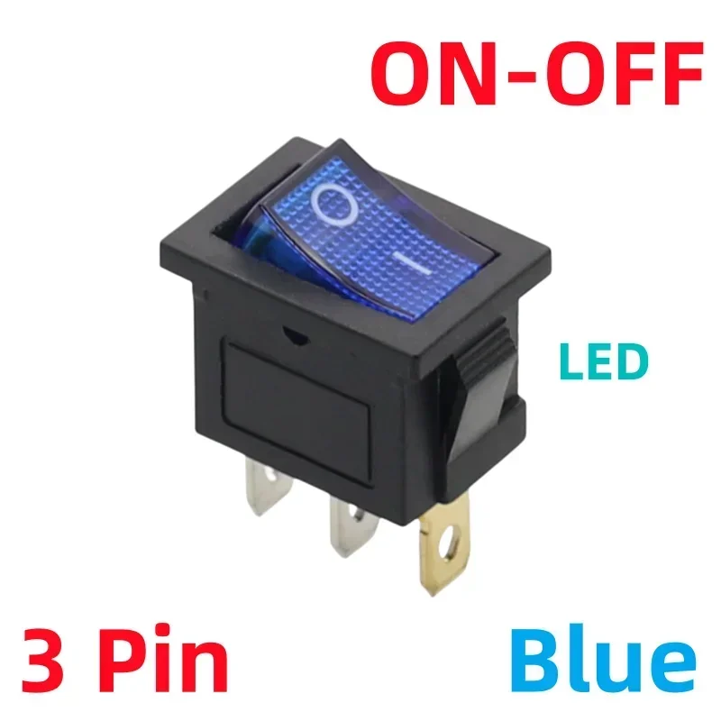 Переключатель питания KCD1 2/3/4-контактный пластиковый черный/красный/зеленый 6A/250В 10A/125В