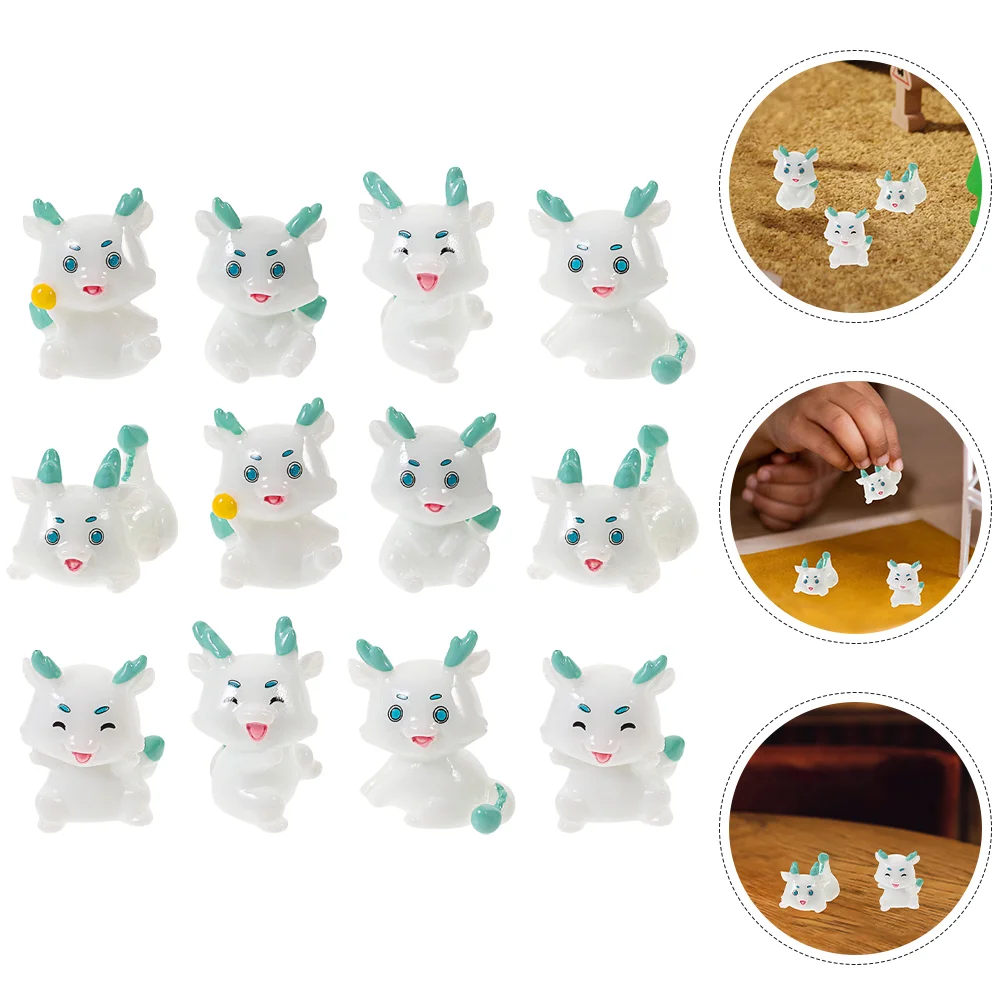 

12pcs Small Resin Dragon Statue Tabletop Miniature Dragon Decoration Lovely Cartoon Dragon Crafts