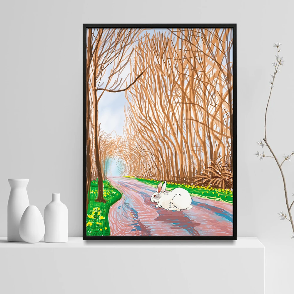 

THE ARRIVAL OF SPRING IN WOLDGATE Rabbit wall Painting Print, Wall Art Decor,Animal Lover Gift, A1/A2/A3/A4