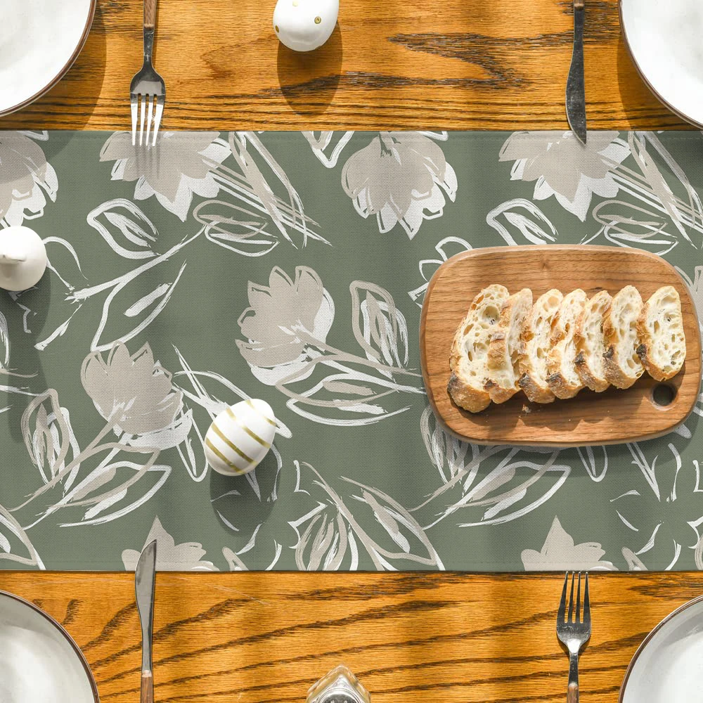 Цветы граффити из магнолии Настольная дорожка украшение для кухни обеденного