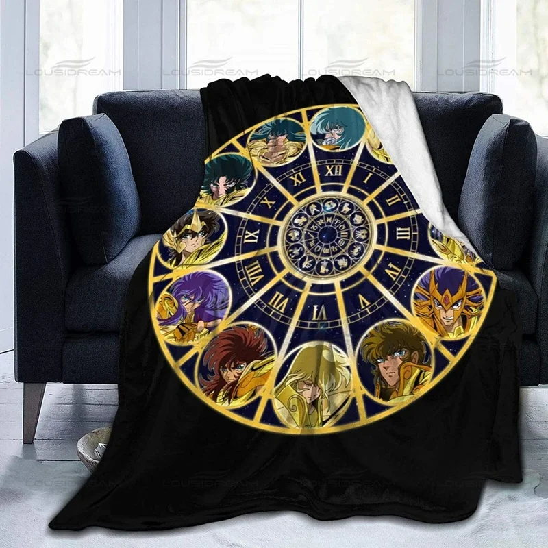 

Одеяло Golden Saint Seiya, фланелевое одеяло с золотым знаком зодиака, воздухопроницаемое, портативная шаль для путешествий, дома и офиса