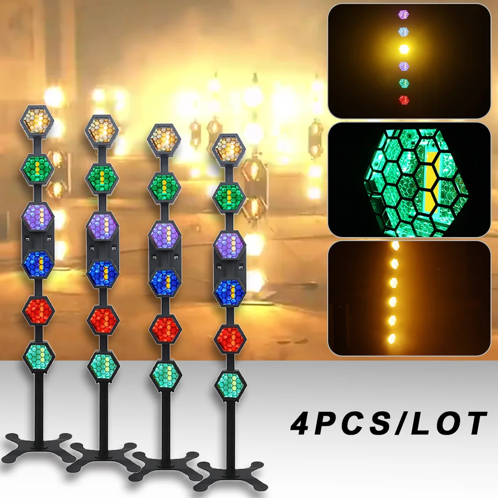 4 шт./лот новинка 6x50 Вт Янтарный RGB светодиодный стробоскоп подставка для скачек
