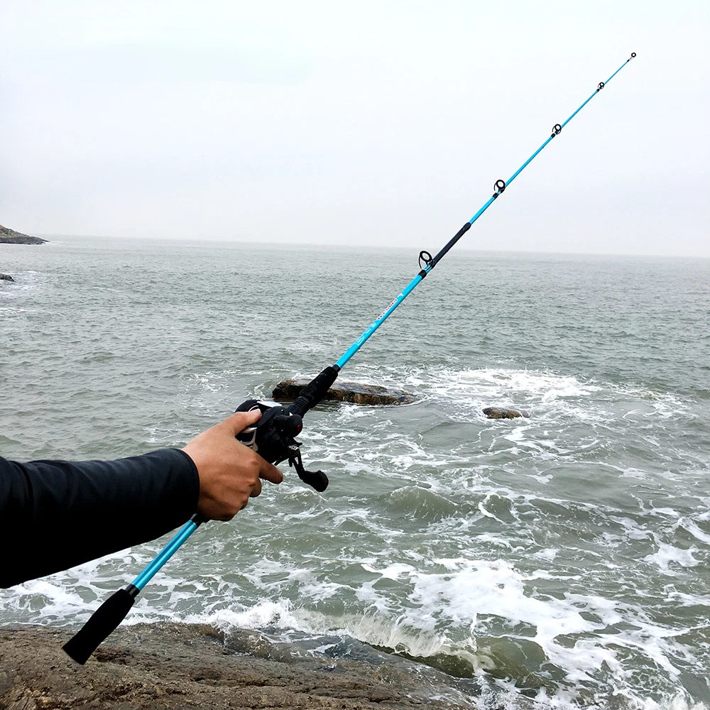 Кастинговое удилище вращающаяся удочка 1 5-1 8 м синий белый цвет для бросания