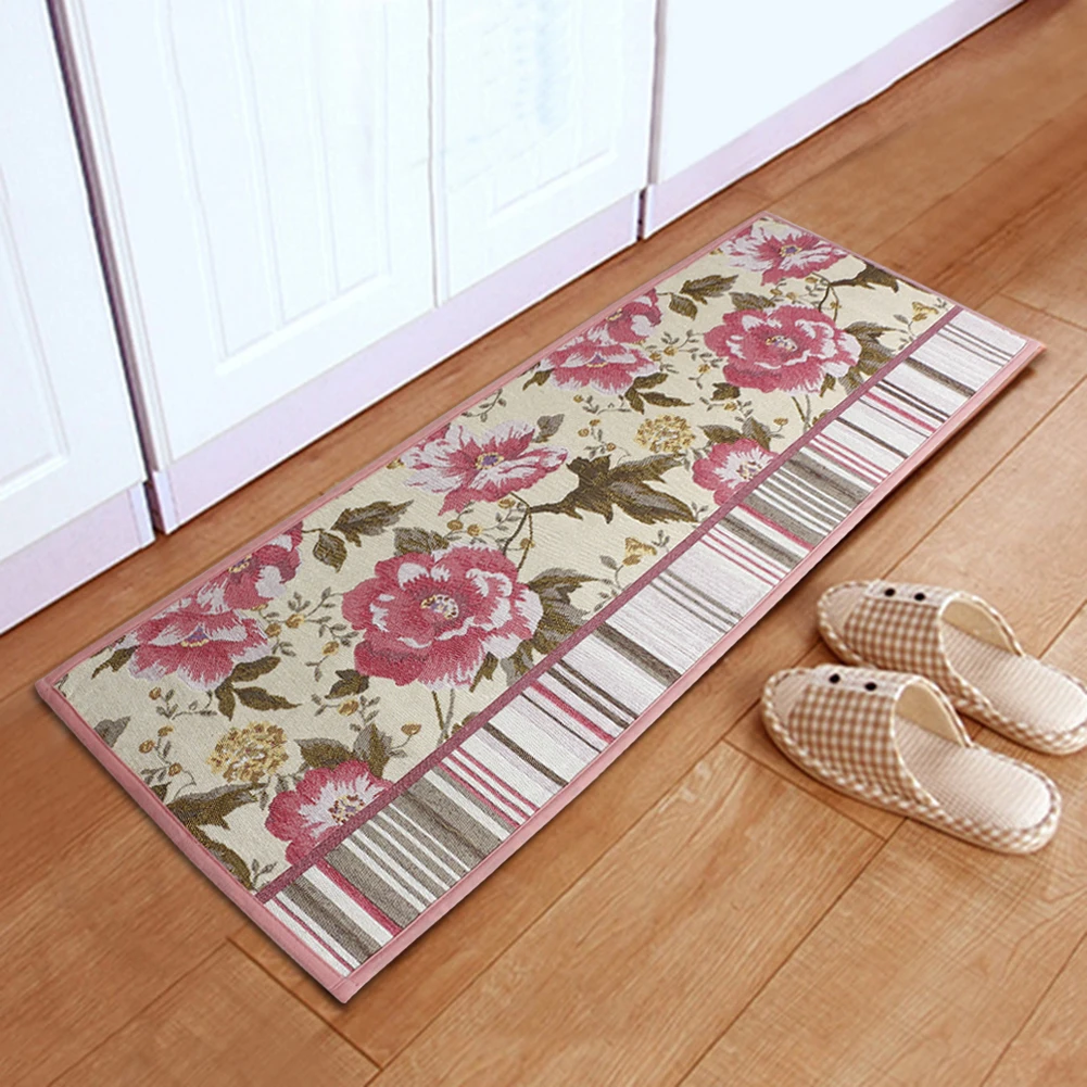 

Нескользящий напольный коврик с принтом пионов, Придверный коврик для входной двери, цветочный кухонный мат, домашний декор 45x120 см