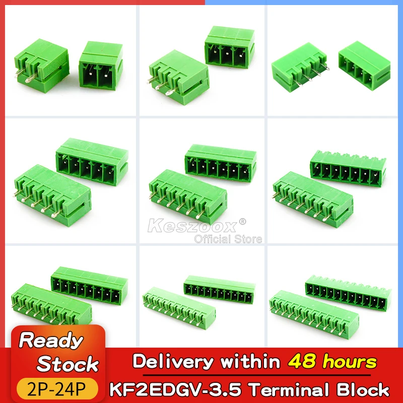 

Tcenofoxy 2edgv3.5mm Green Phoenix Connector Terminal 2/3/4/5/6/7/8/9/10/12/16/20/24Pin Block PCB Screw Plug Header Socket