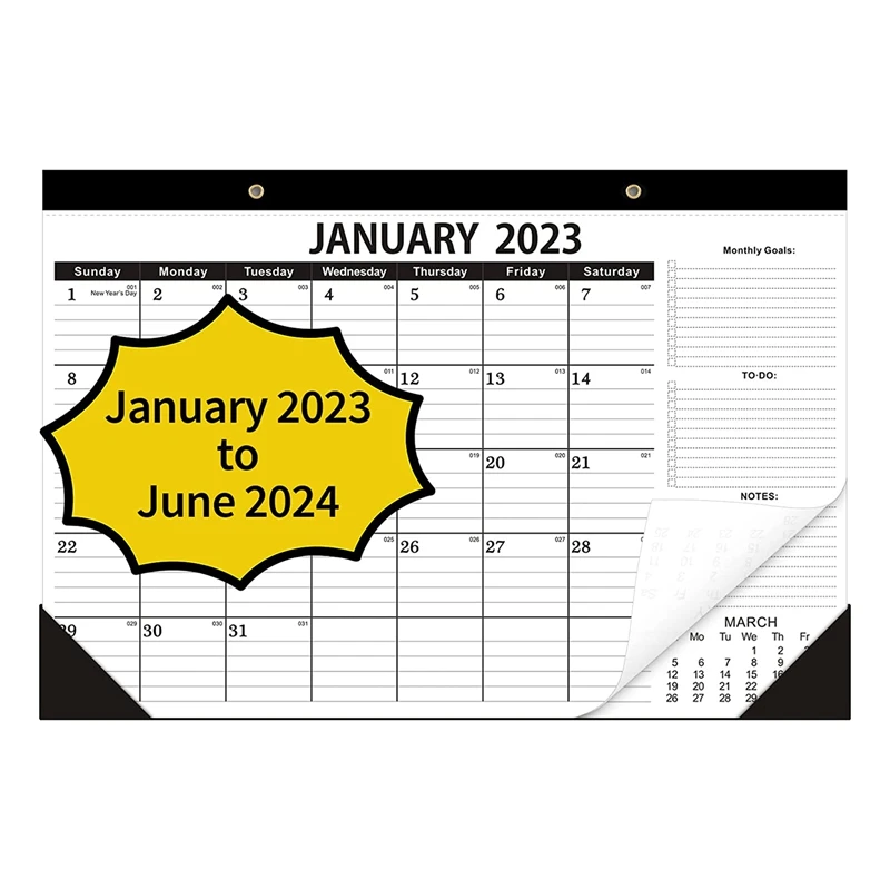 

Настольный календарь 2023-январь 2023-июнь 2024,18 года-месячные настенные календари, 17 дюймов x 12 дюймов