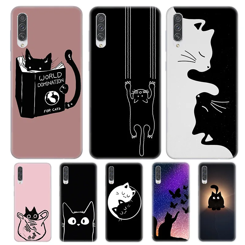 

Funny Black Cat Soft TPU Phone Case For Samsung Galaxy S30 S22 S21 Ultra 5G S20 FE Note 20 A7 A9 2018 Cover Coque