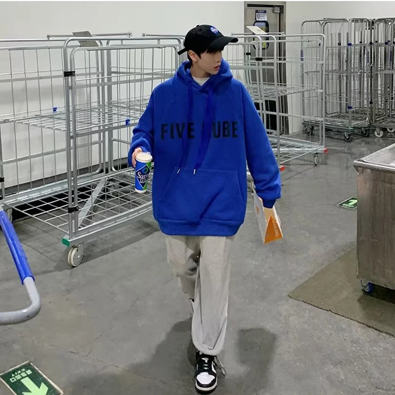 

2023 Korean Version Loose Fashion Hoodies Men Letter Print Casual Oversized Tracksuit Hooded Sweatshirt Pullover Streetwear Male