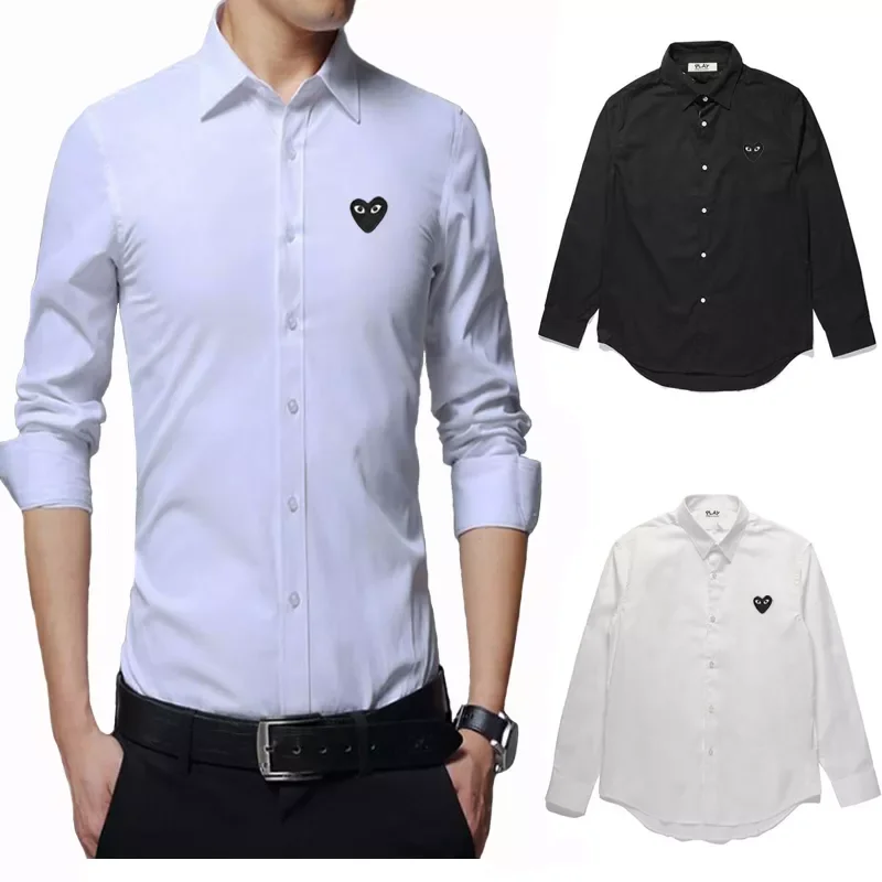 

Рубашка для мужчин и женщин, однобортная хлопковая Свободная рубашка с мультяшным принтом, вышивкой с лацканами, с длинными рукавами, Черна...