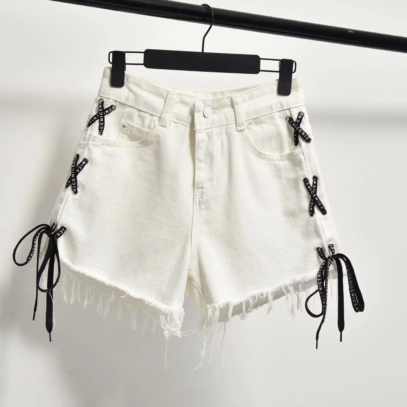 Sexy Tassel Denim Shorts Women 2023 Summer Lace Up Jeans Shorts Plus Size S-6XL Casual Streetwear Shorts Femme High Waist Jeans
