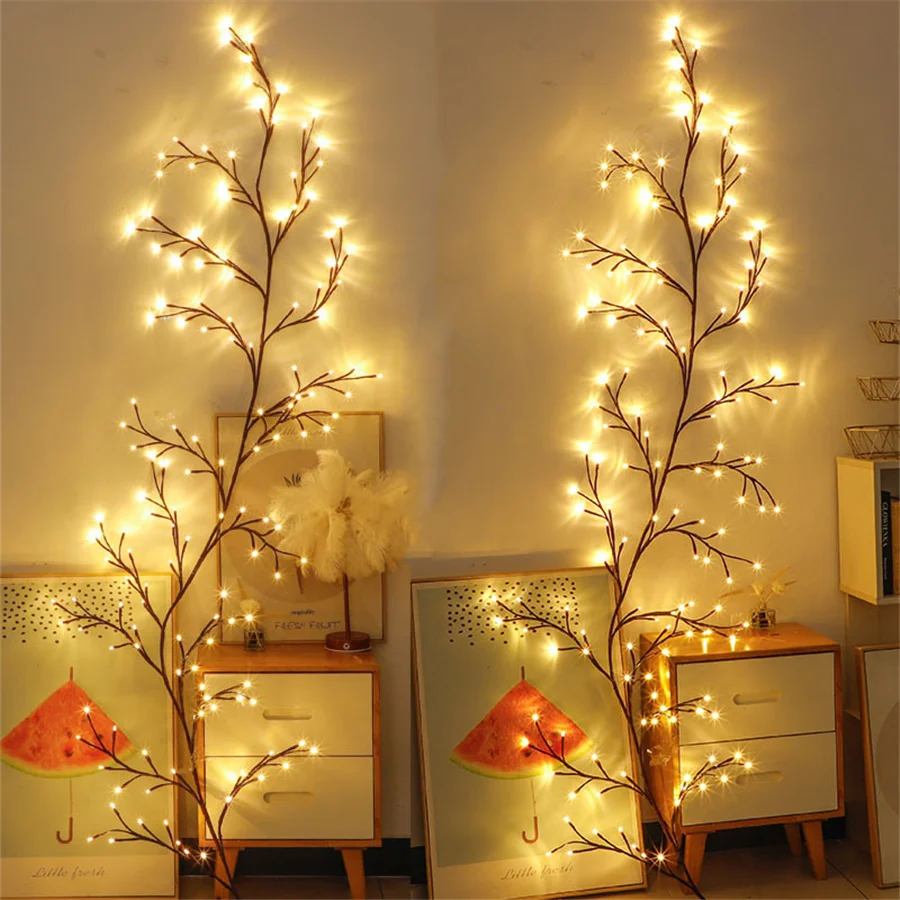 2.3M 144 LED Willow Vine String Lights EU/US Plug Flexible DIY Fairy Lights Garland for Christmas Wedding Party Wall Decoration