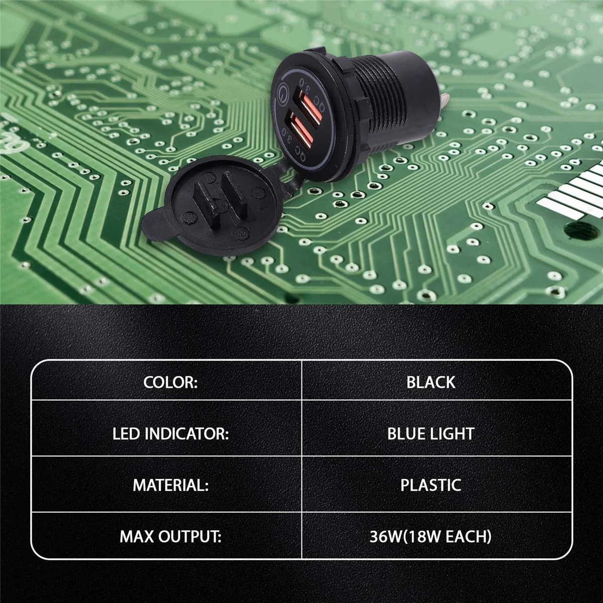 Автомобильное зарядное устройство с двумя USB-портами 12 В 36 Вт