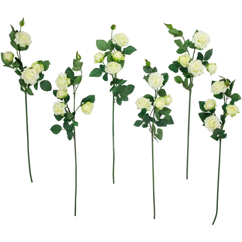 

Set of 6 White Life Like Artificial Rose Floral Sprays 35"