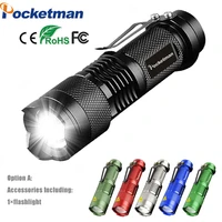 pocketman led flashlight torch lantern portable mini flashlight zoomable torches outdoor camping emergency lamp with pen holder
