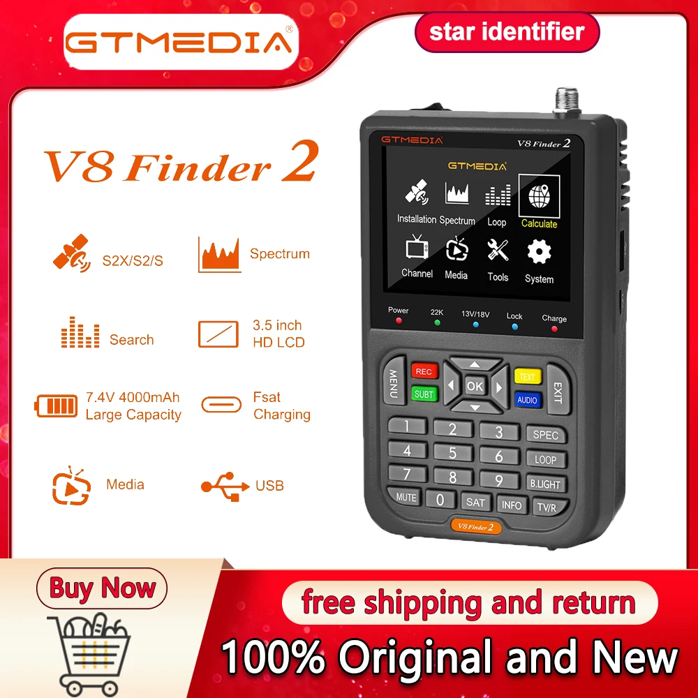 Цифровой спутниковый искатель GTMEDIA V8 Finder 2 SatFinder DVB-S/S2X H.264 1080P HD приемник ТВ сигнала
