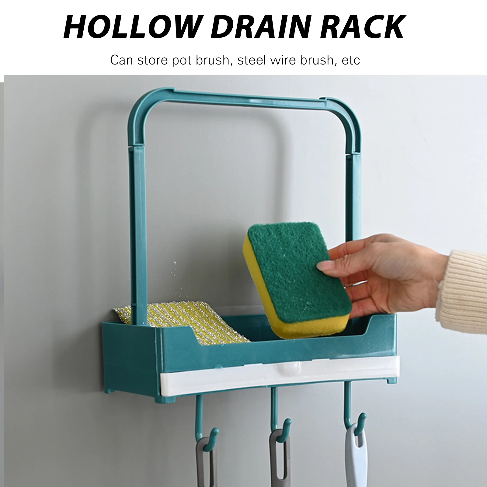 

Kitchen Sink Organiser Sponge Soap Towel Holder with Drain Tray & Removable Hook Multifunctional Bathroom Accessories для кухни