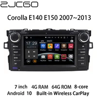 zjcgo car multimedia player stereo gps radio navigation android 10 screen for toyota corolla e140 e150 20072013