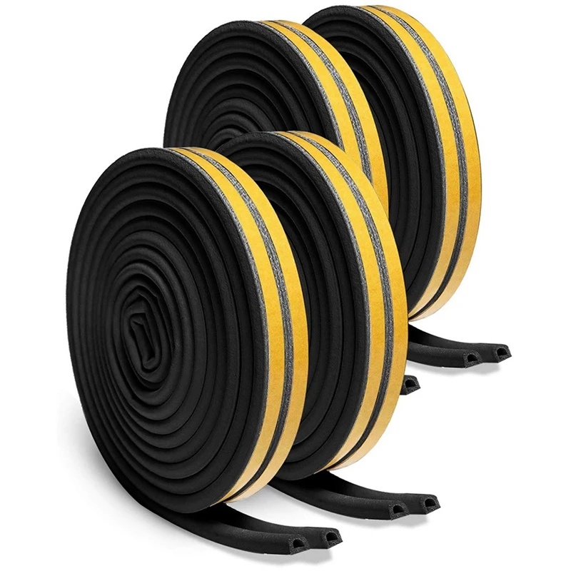 

Weather Strip Tape, Doors Windows Draught Excluder Self-Adhesive Rubber Foam Soundproofing Draft Stopper [4 Pack]
