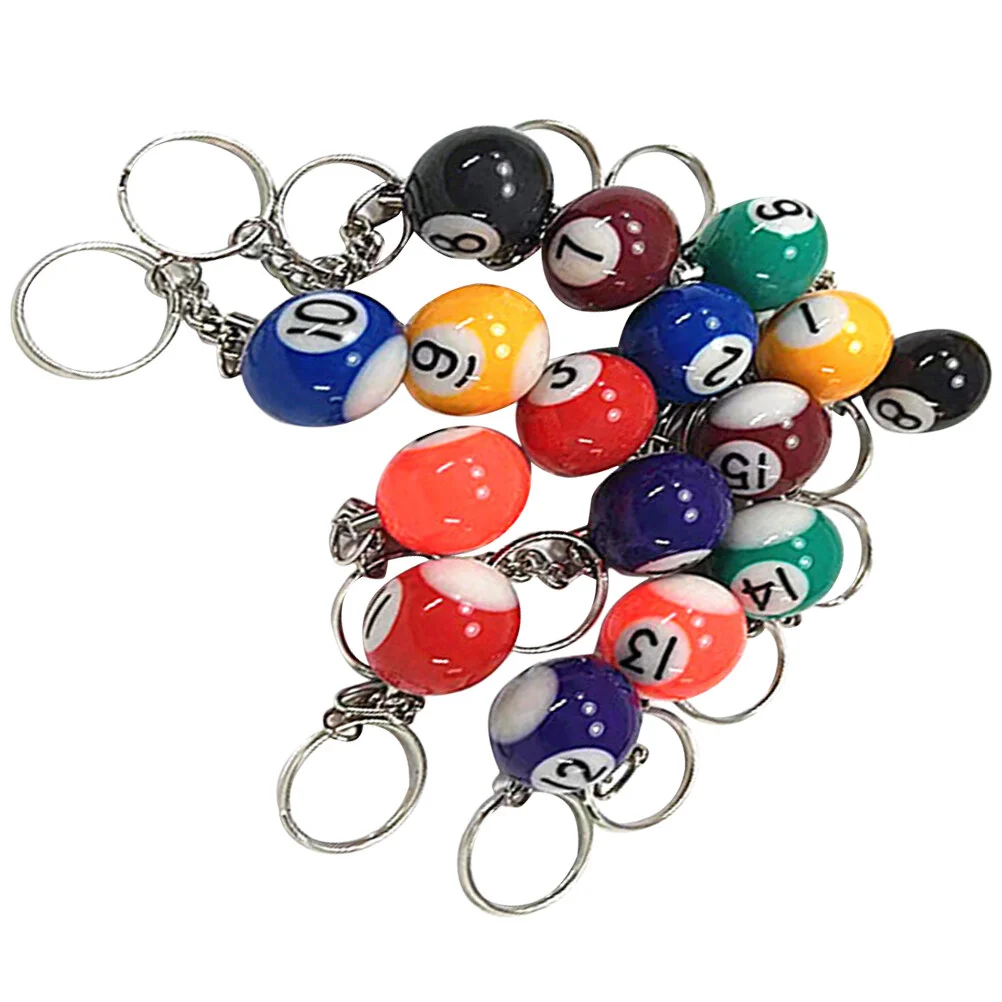 

16 Pcs Snooker Pool Ball Keychains Decorative Billiards Small Kids Decors Gift Keyring Charms Personalized Gifts Novelty