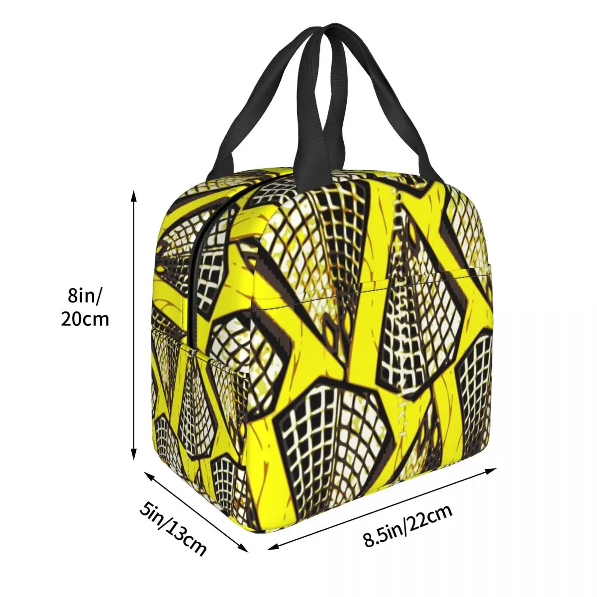 Custom African Ankara Wax Print Yellow Throw Pillow Lunch Bag Women Cooler Thermal Insulated Box for Kids School Children |
