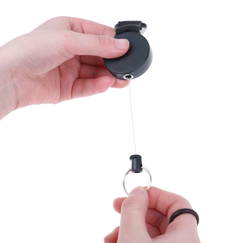 

Retractable Pull Key Ring Chain Belt Clip with Carabiner Reel Card Badge Holder