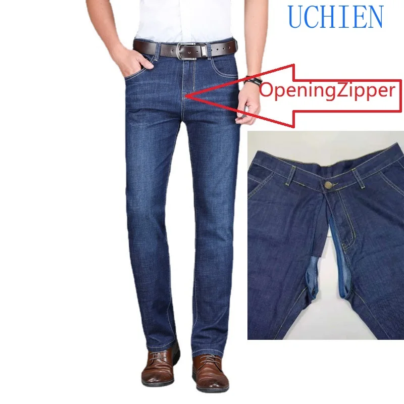 

Upset with Cloth with Soft NapOutdoor Take-off Men's Invisible Full Zipper Open Crotch Jeans Are Convenient To Do Things and