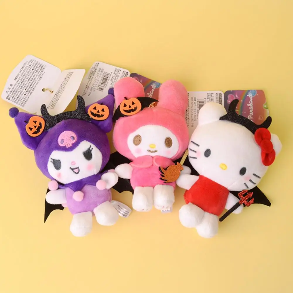 

Sanrio 10Cm Key Chains Halloween Demon Kuromi Cinnamoroll Babycinnamoroll Cat Plush Doll Pendant Gifts for Friends Childrens