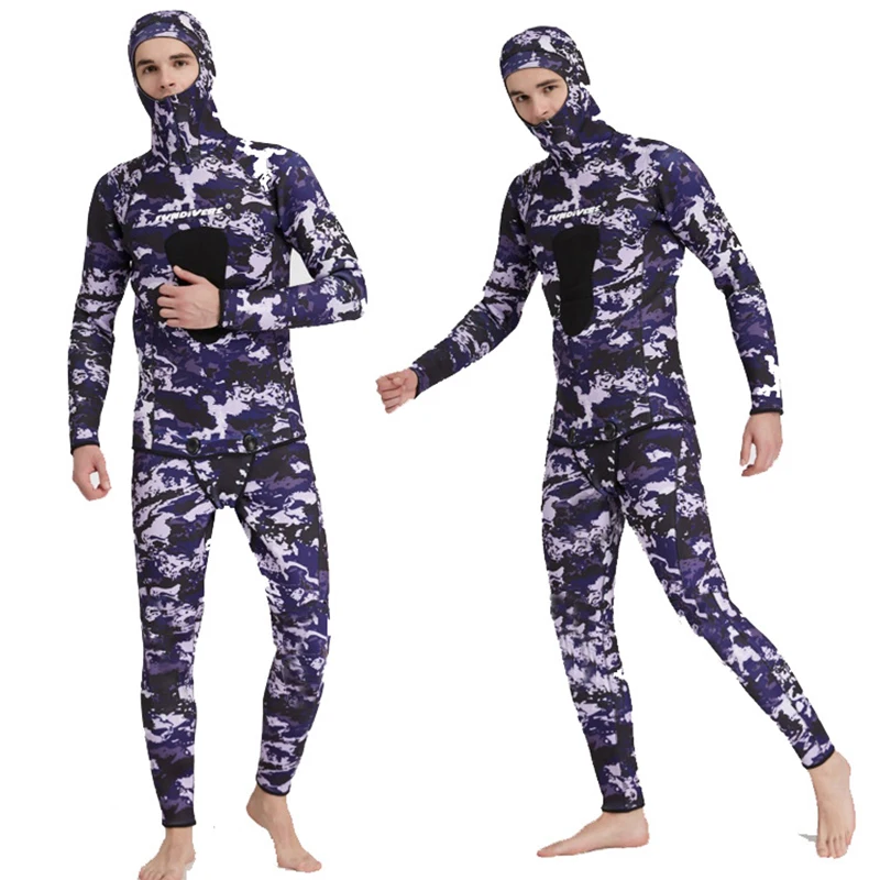 

Spearfishing Wetsuit for Mens, 3mm Neoprene Camo Full Body Diving Suits for Snorkeling Swimming Two-piece/One-piece Surfing Suit