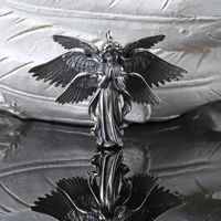 vintage silver color hand carving six winged angel pendant necklace for men women angel wings chain neck unisex hip hop jewelry