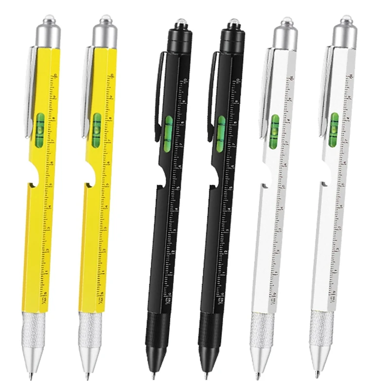 

NEW-9 In 1 Multitool Pen For Dad - Led Light, Stylus, Screwdriver, Opener, Ruler, Level Gifts For Boyfriend 6PCS