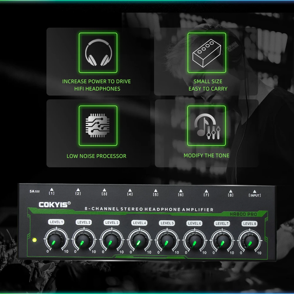 HA800 PRO 8-канальный усилитель для наушников аудиоусилитель ультракомпактный