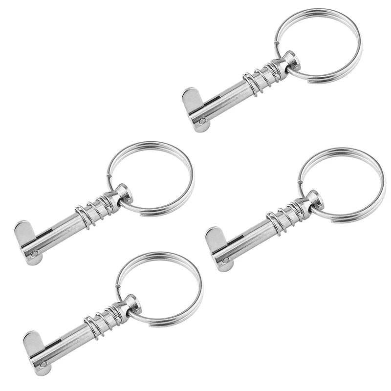 

4PCS 6.3Mm Marine Grade 1/4 Inch Quick Release Pin With Ring For Boat Bimini Top Deck Hinge Marine Hardware