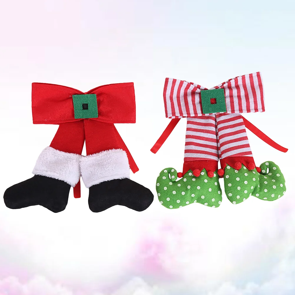 

2Pcs Stockings Hangings Elf Foot Socks Hangings Decorations Ornament for Xmas Tree