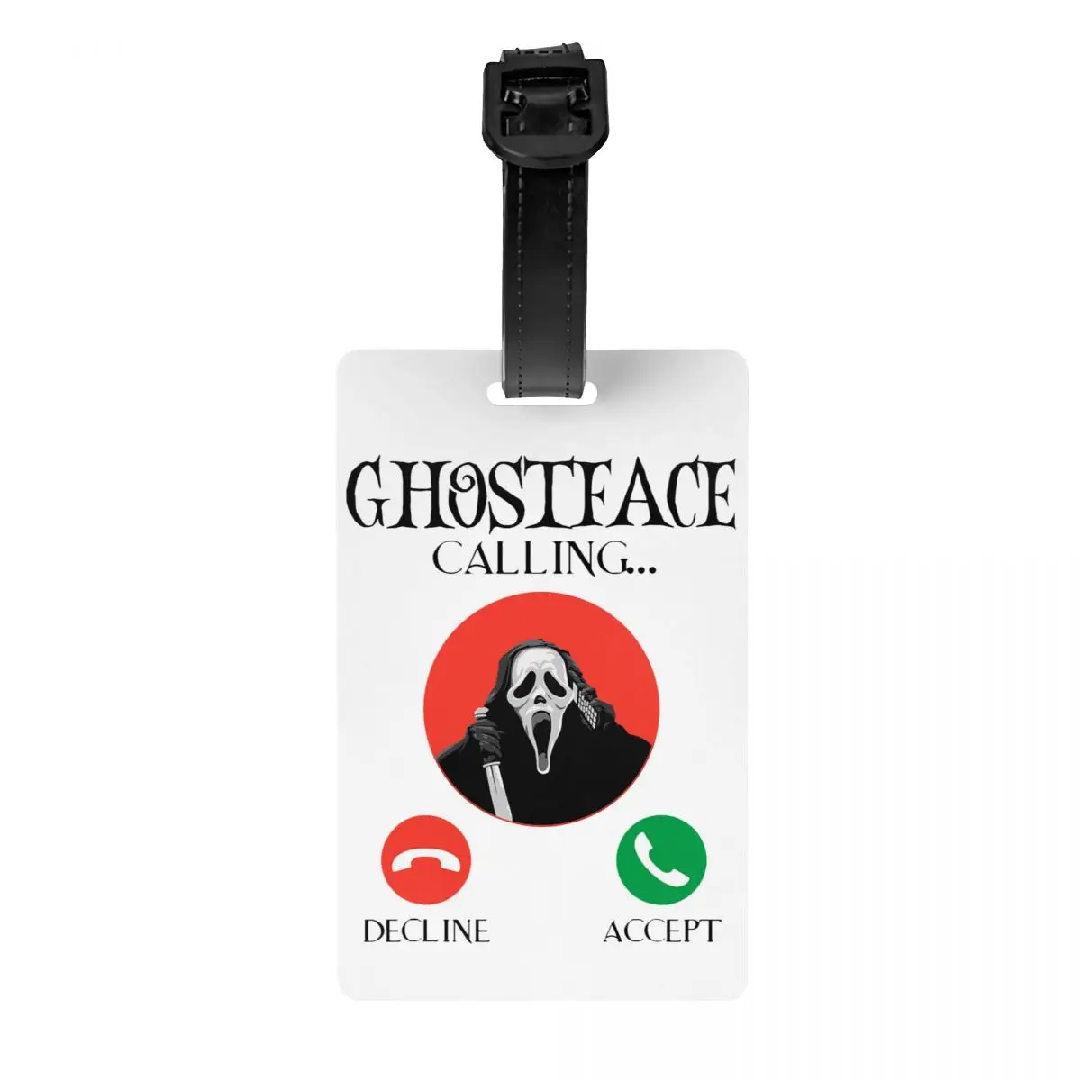 

Ghostface Calling Halloween Luggage Tag With Name Card Sidney Prescott Scream Privacy Cover ID Label for Travel Bag Suitcase