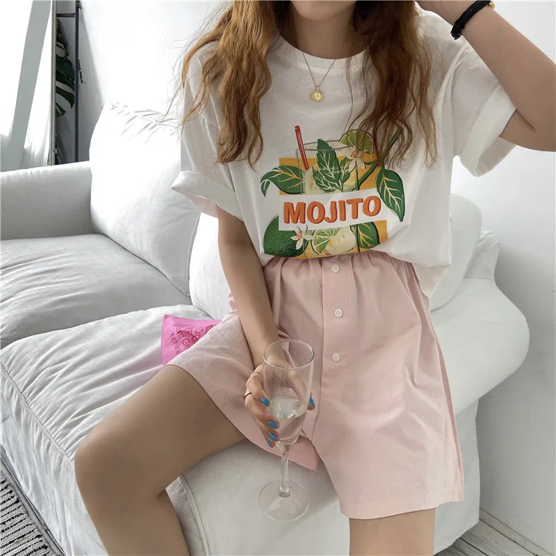 Женские повседневные хлопковые футболки в Корейском стиле с буквенным принтом