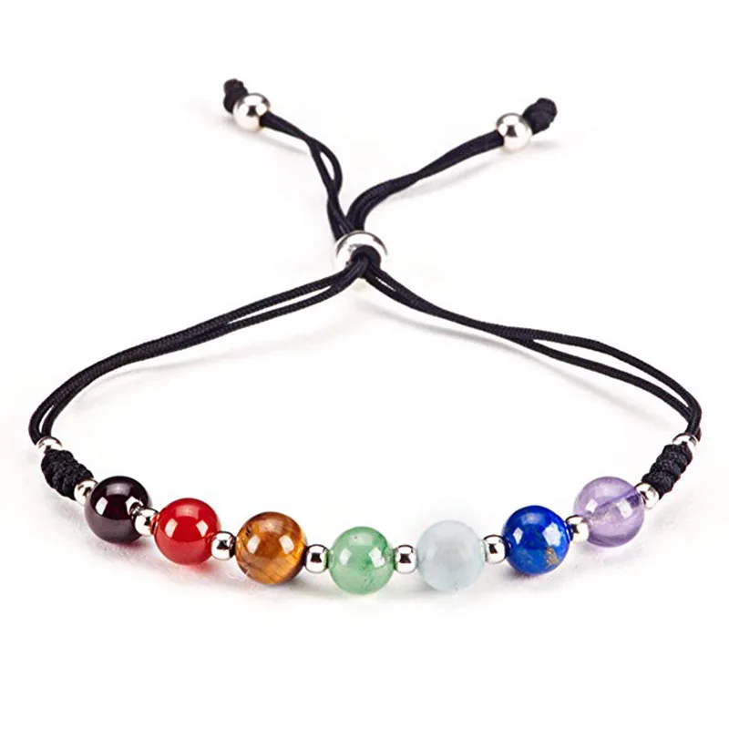 

12pcs Natural Crystal Stone Tiger's Eye Amethyst Bracelet Colorful Woven Hand Chakra Reiki Healing Bracelets Women Jewelry