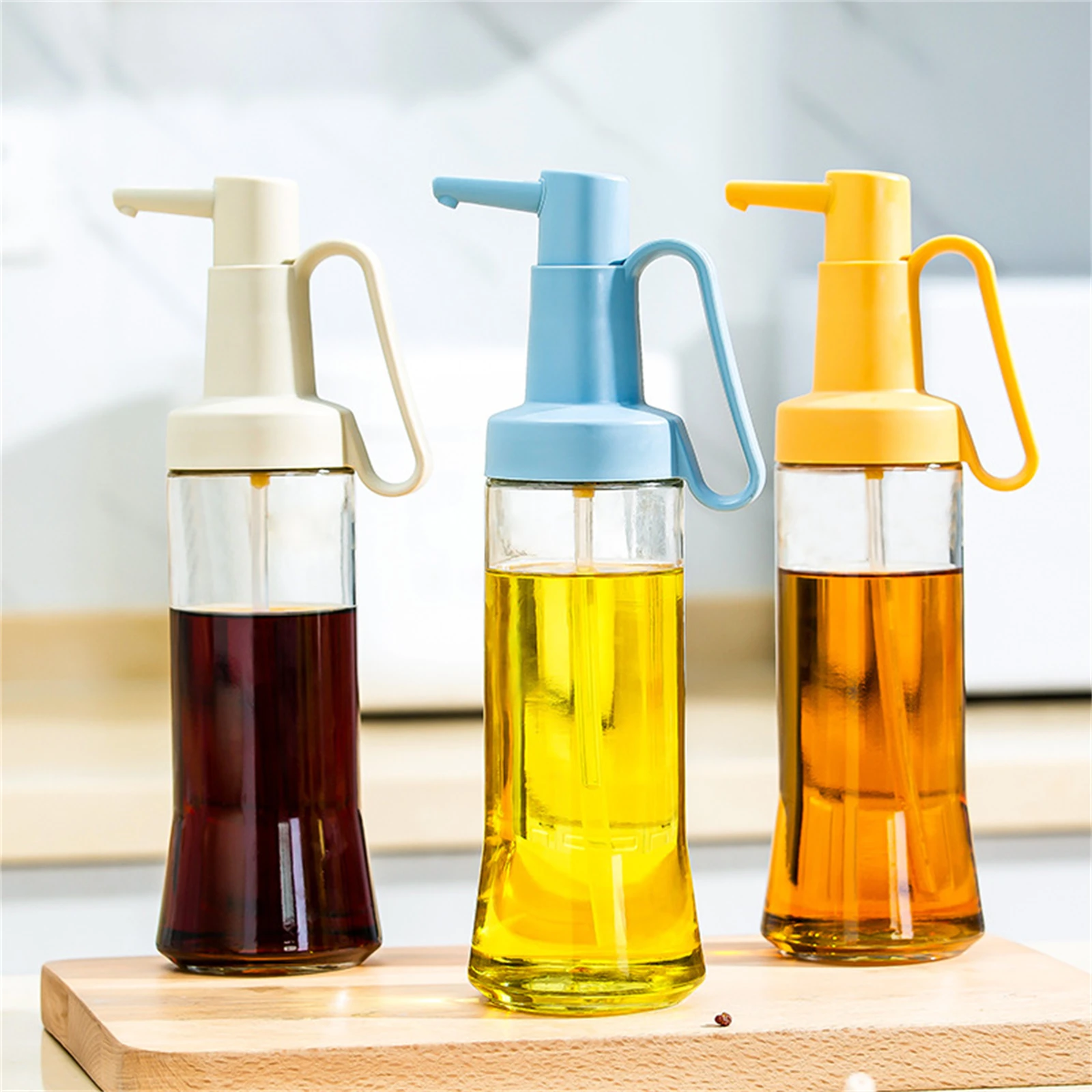 

Press-control Seasoning Bottle Quantitative Squeeze Oil Bottle Seal Leak-proof Soy Sauce Vinegar Seasoning Bottle Glass Oil Pot