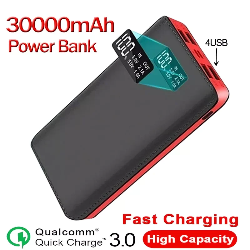 

NEW2023 Power Bank 30000mAh QC PD 3.0 Fast Charge PoverBank 30000 mAh Power Bank External Battery for iPhone with USB Flashlight