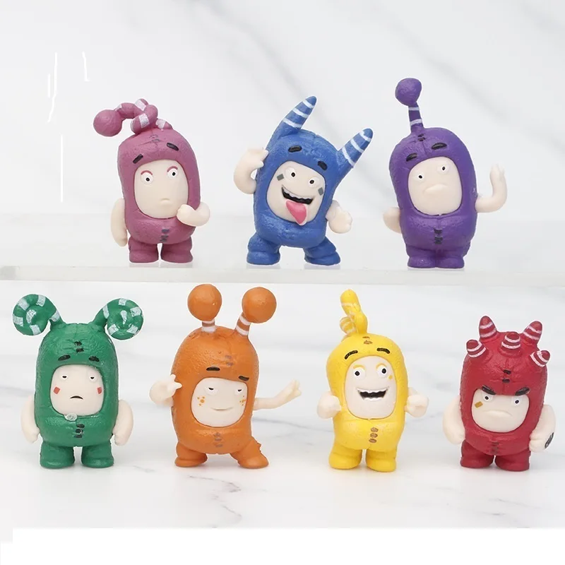 

In stock 7pcs/set 4cm Anime Cartoon Oddbods Cute Toys Dolls PVC Figures Collectible Model Gifts Girls