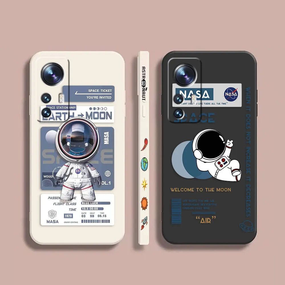 

Case For Xiaomi 13 12 12S 11 11T 10 10S 9 9SE 8 8SE Pro Ultra Lite Colour Simple Liquid Silicone Case Funny Astronaut Spacewalk