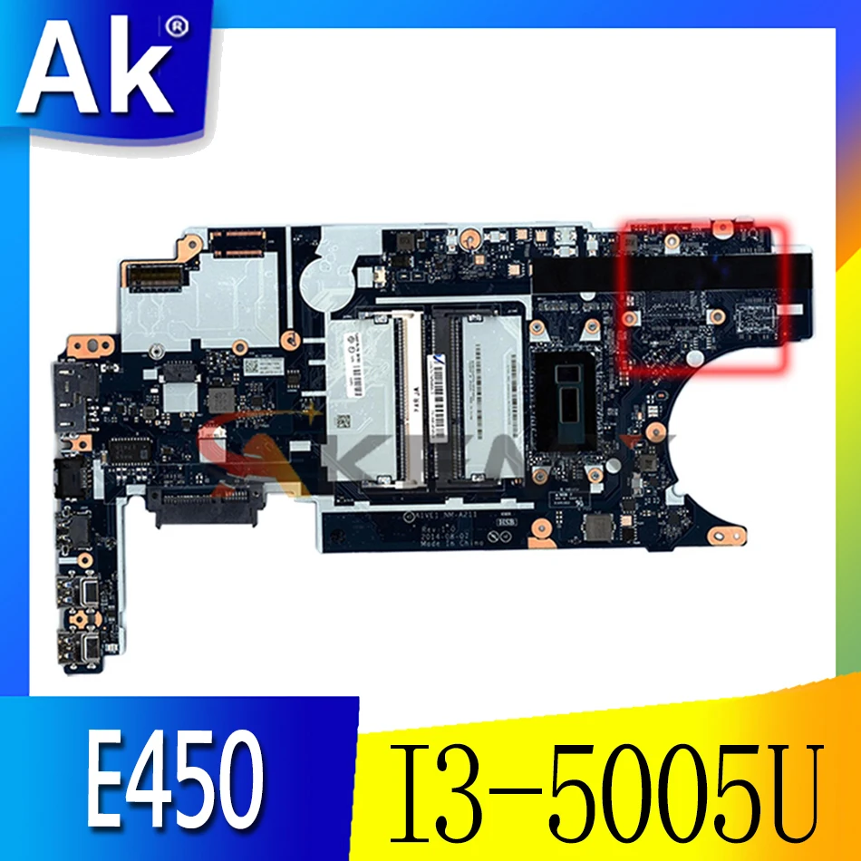 

Akemy ATVE1 NM-A211 00HT778 Laptop Motherboard For Lenovo ThinkPad E450 E450C I3-5005U CPU Main Board full tested