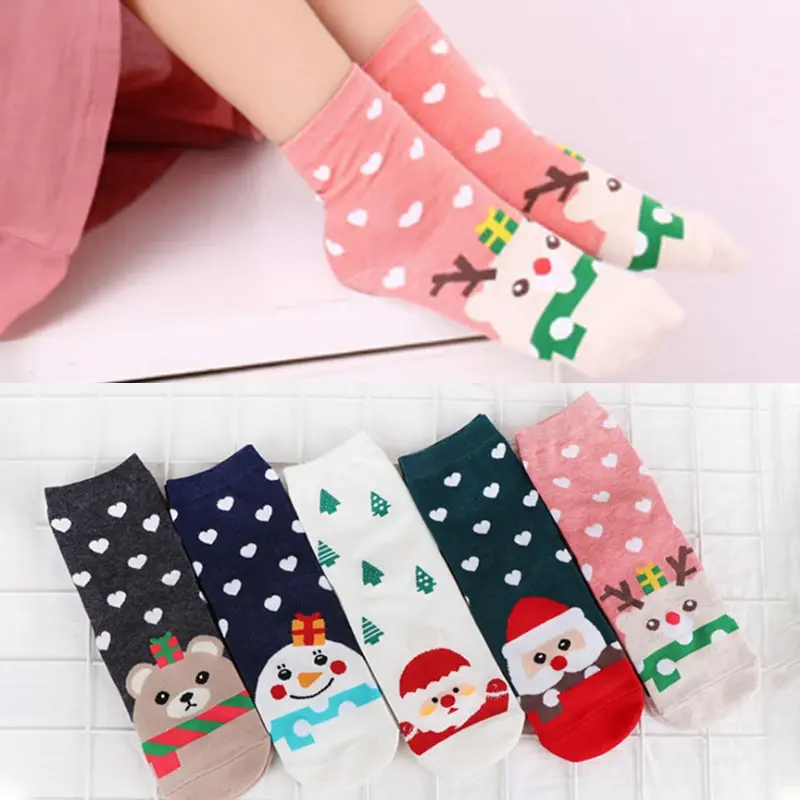

Christmas Santa Claus Socks Women Cotton Short Elk Winter Socks Cartoon Deer Snow Man Cute Socks New Year Gift
