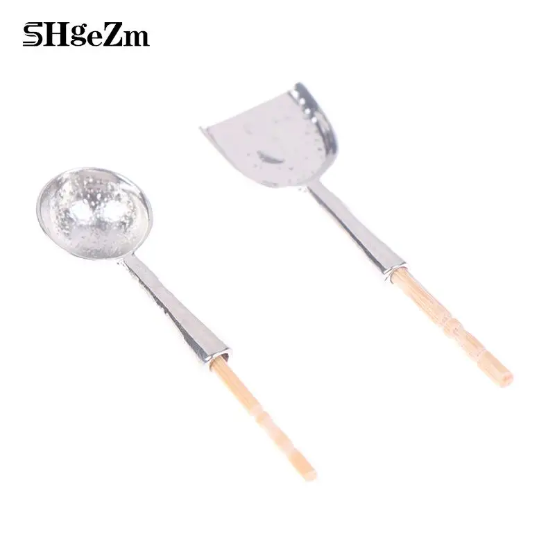 

2Pcs/Set Vintage Dollhouse Miniatures Cookware Tools Tableware Mini Cutlery Fork Spoon Childrens Toy For Doll House Decor