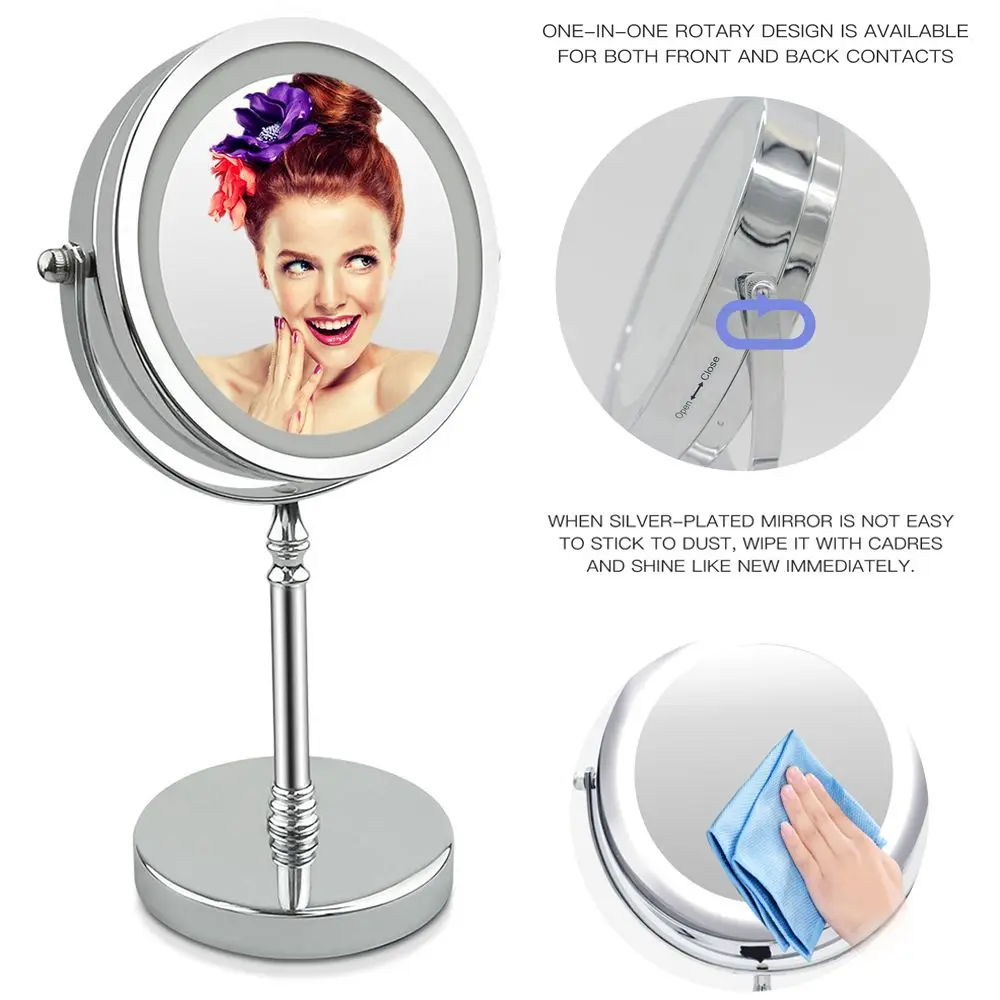 

360-degree Rotating Illuminated Touch Dimming with LED Light LED Makeup Mirror Backlit Mirror Magnifier Cosmetic Mirror
