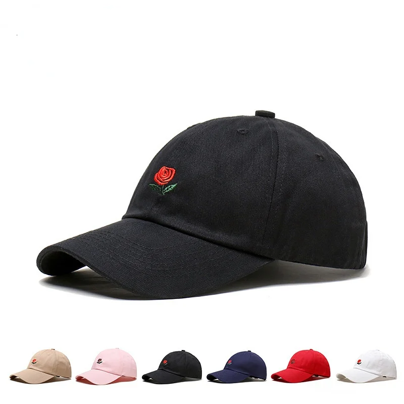 

Rose Embroidery Baseball Cap Summer Outdoor Sports Cotton Snapback Cap Men and Women Comfortable Breathable Travel Sun Hats