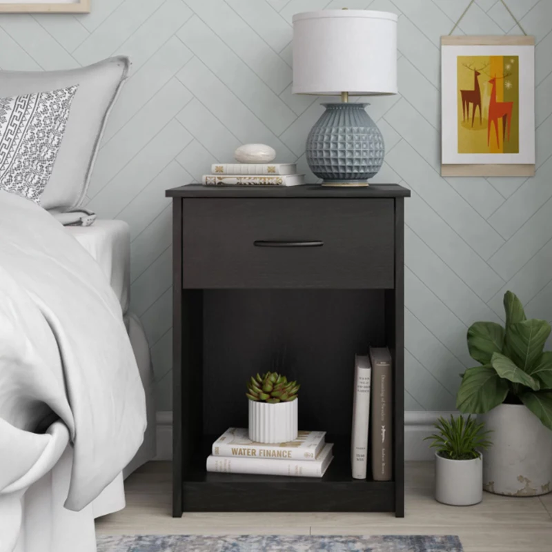 

Классическая тумбочка с выдвижным ящиком, черный дуб